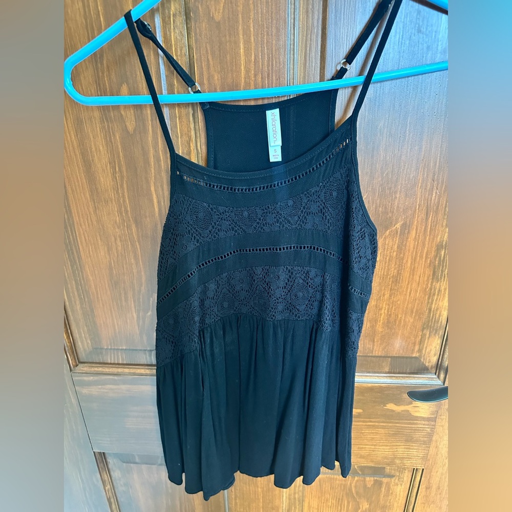 Xhilaration Black Lace-Trim Spaghetti Strap Tank Top